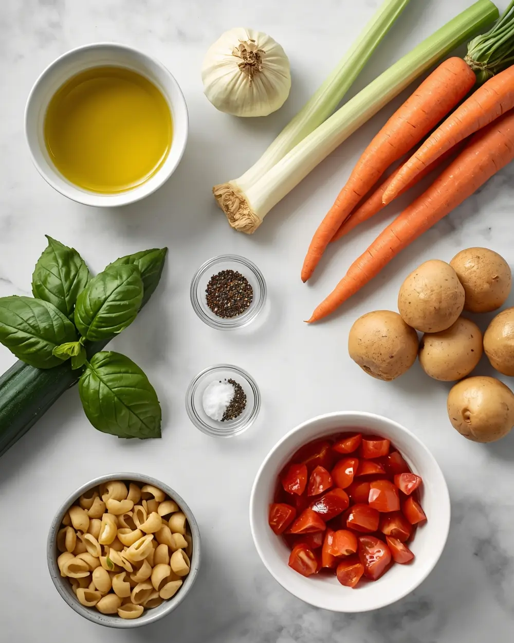Ingredients for spring minestrone soup