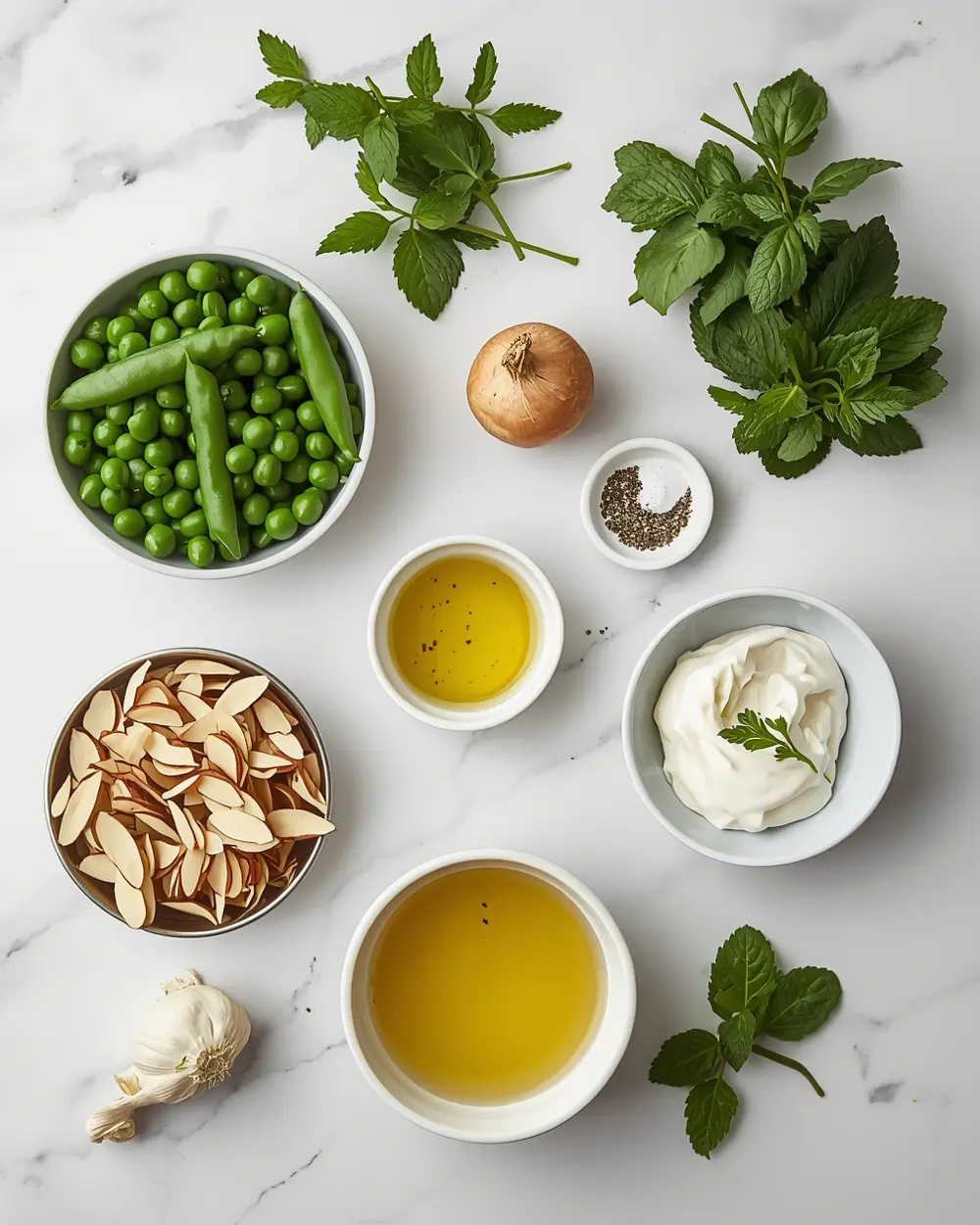 Ingredients for spring pea soup