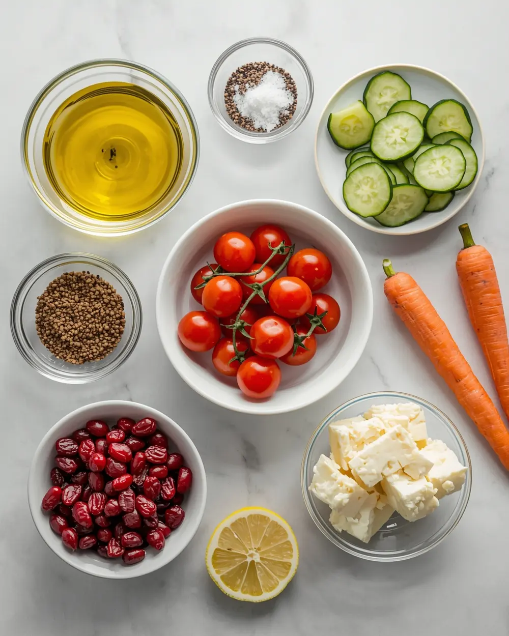 Ingredients for spring quinoa salad