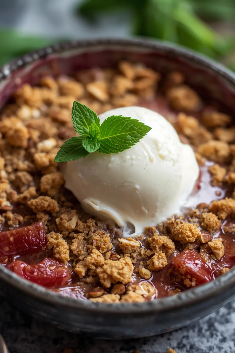 spring rhubarb crumble
