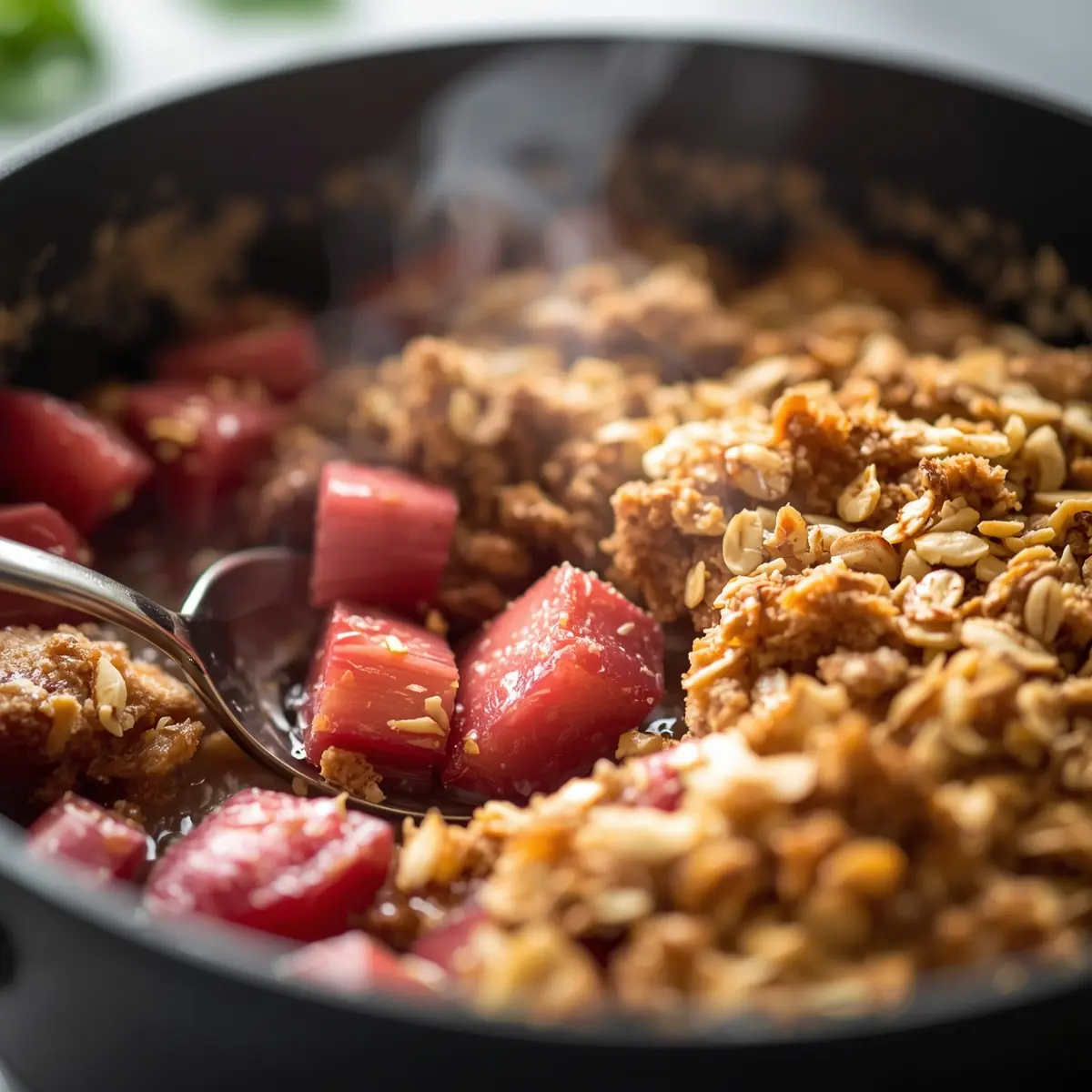 Cooking instructions for spring rhubarb crumble