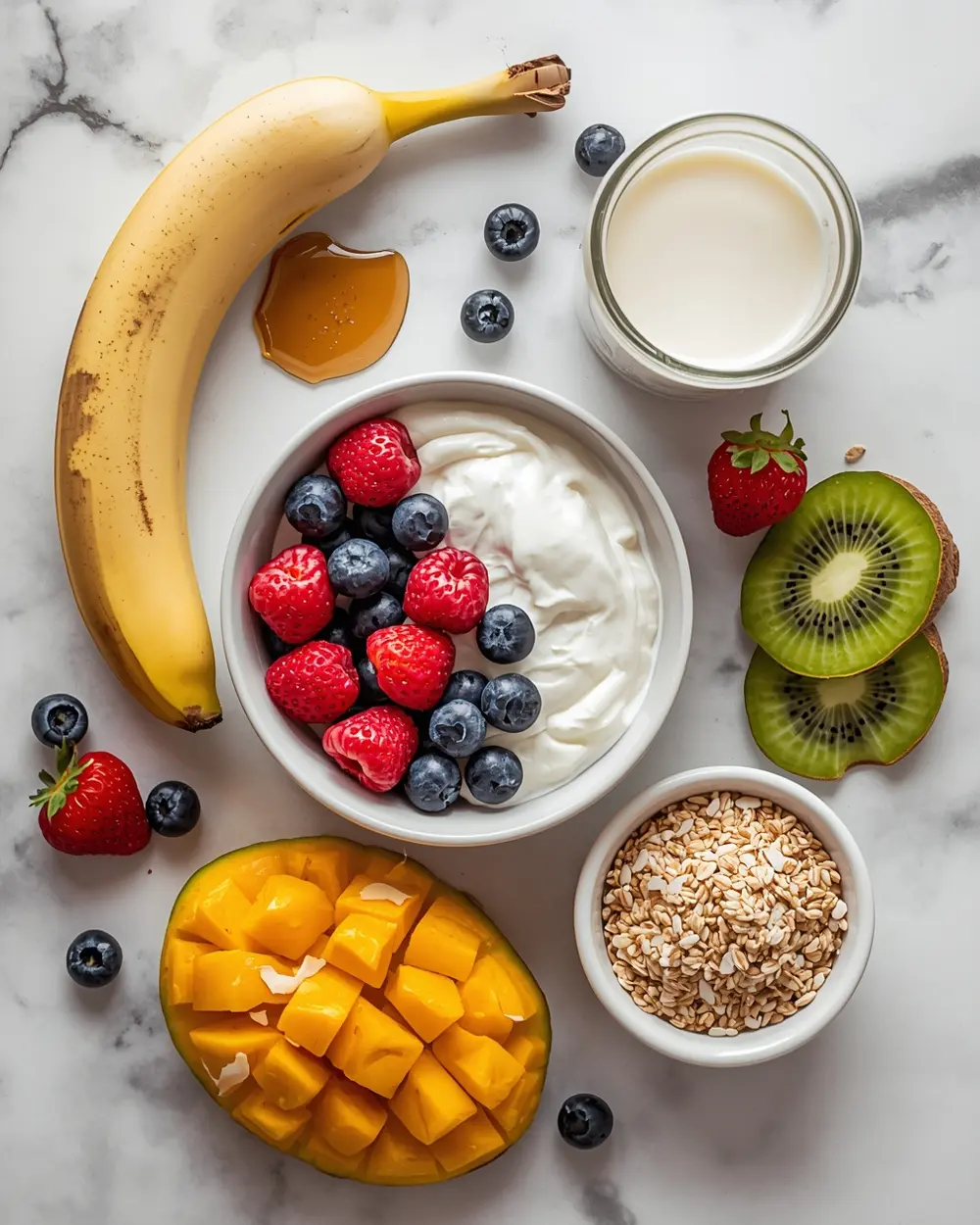 Ingredients for spring smoothie bowl