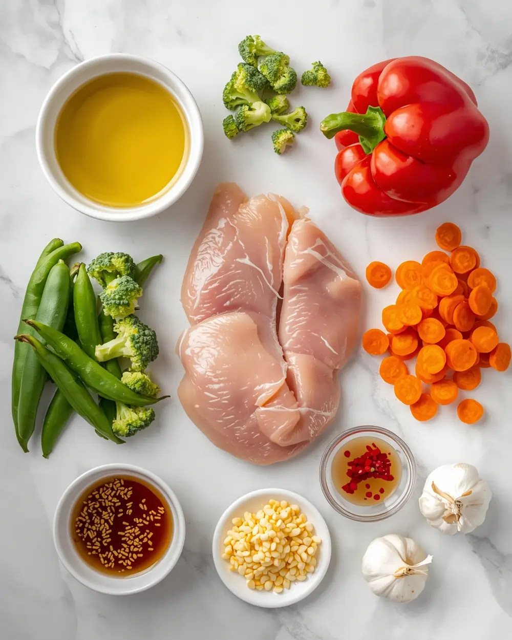Ingredients for spring veggie stir fry