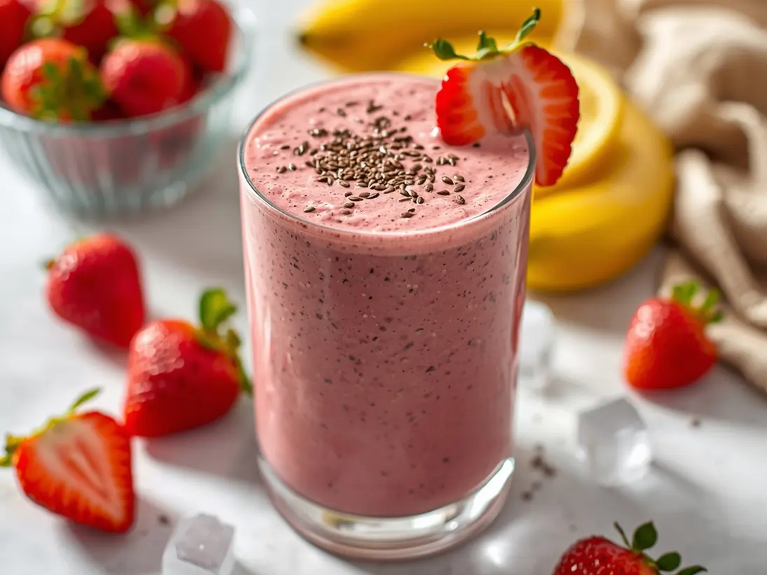 strawberry smoothie ready to serve