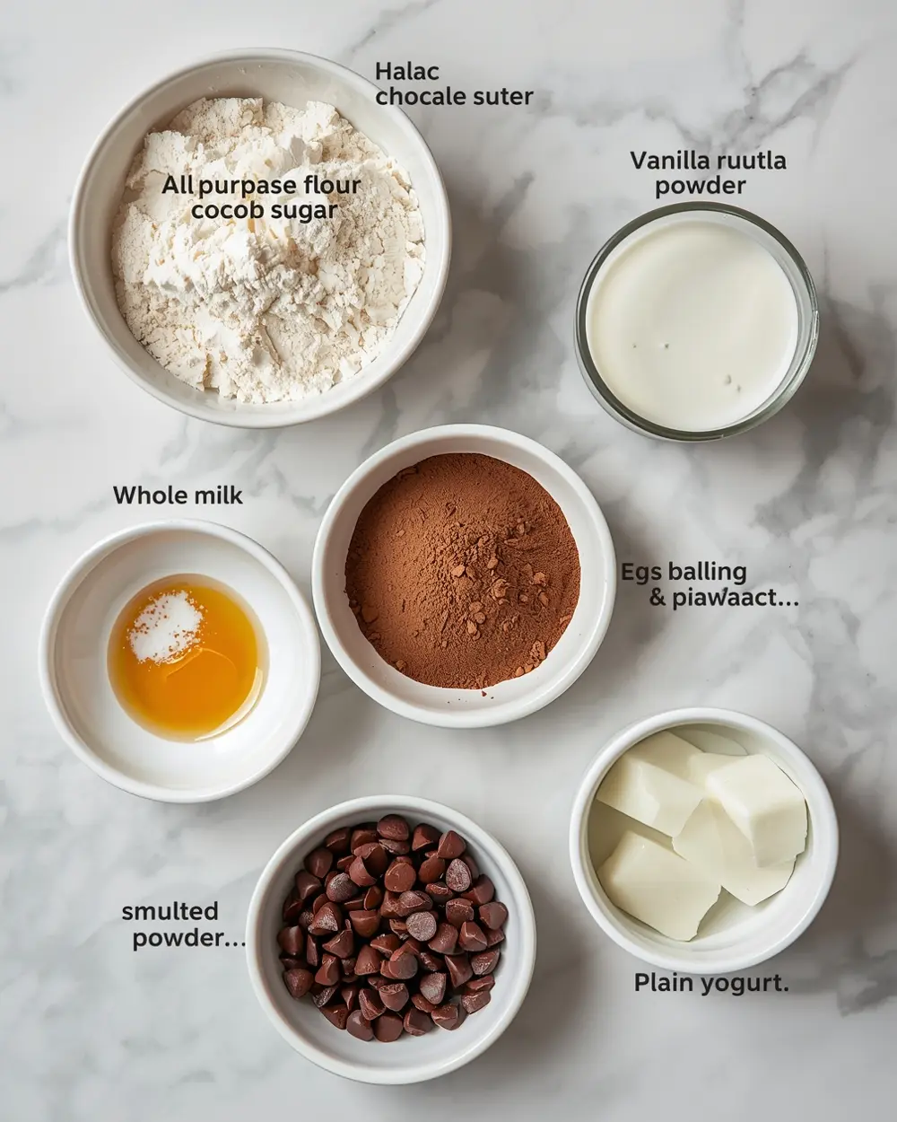 Ingredients for Easter chocolate cake