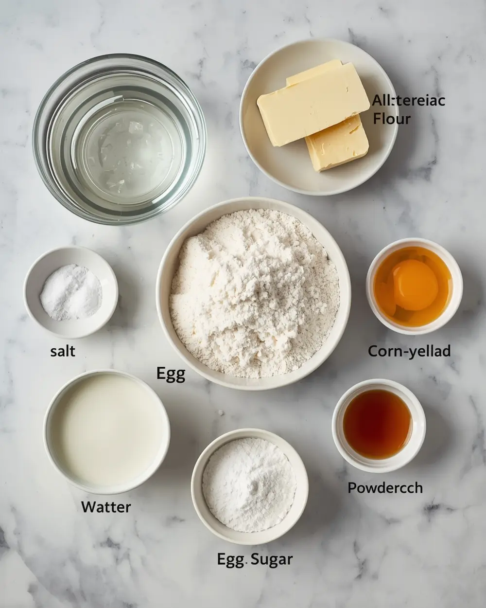 Ingredients for Easter cream puffs