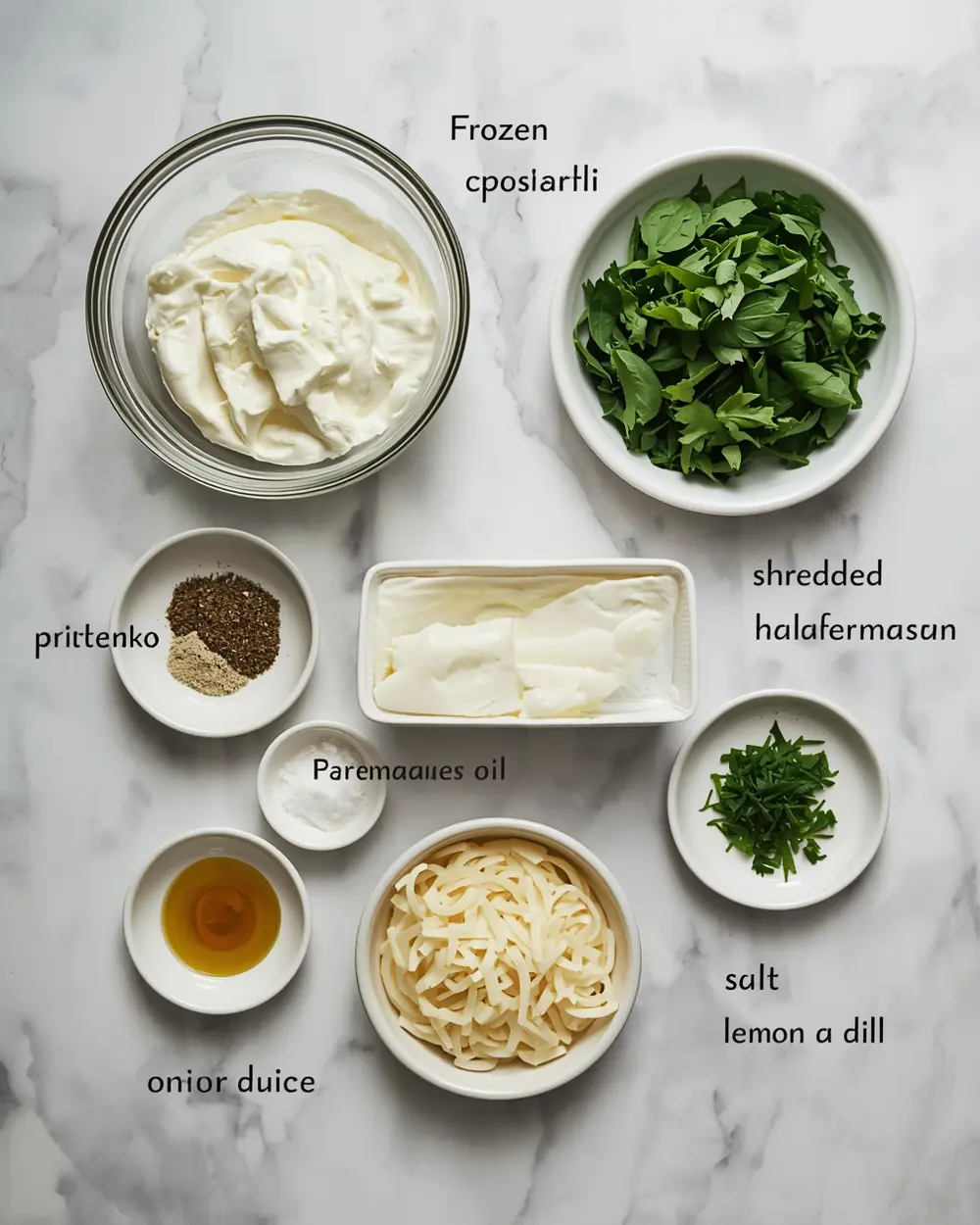 Ingredients for Easter spinach dip