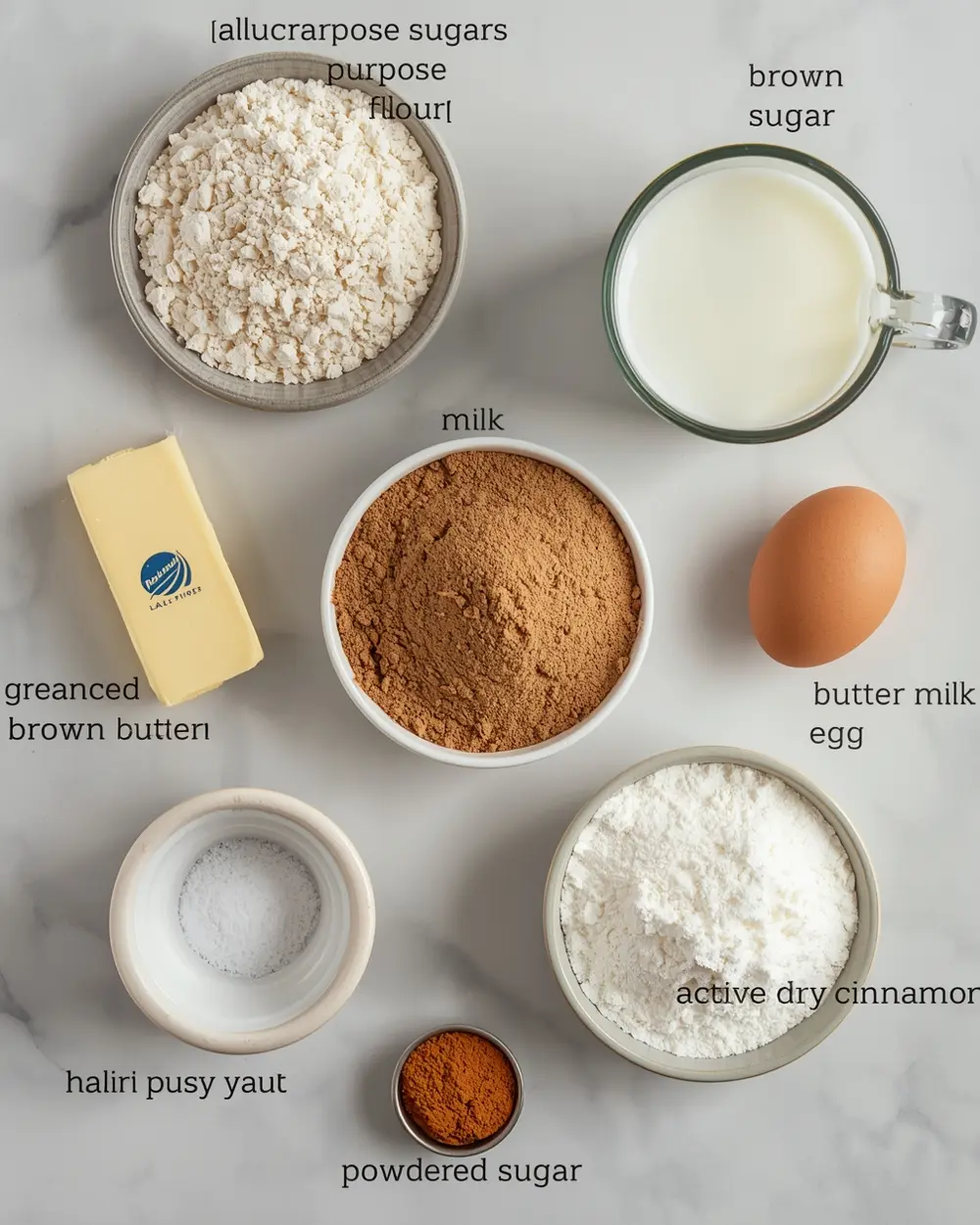 Ingredients for air fryer cinnamon rolls