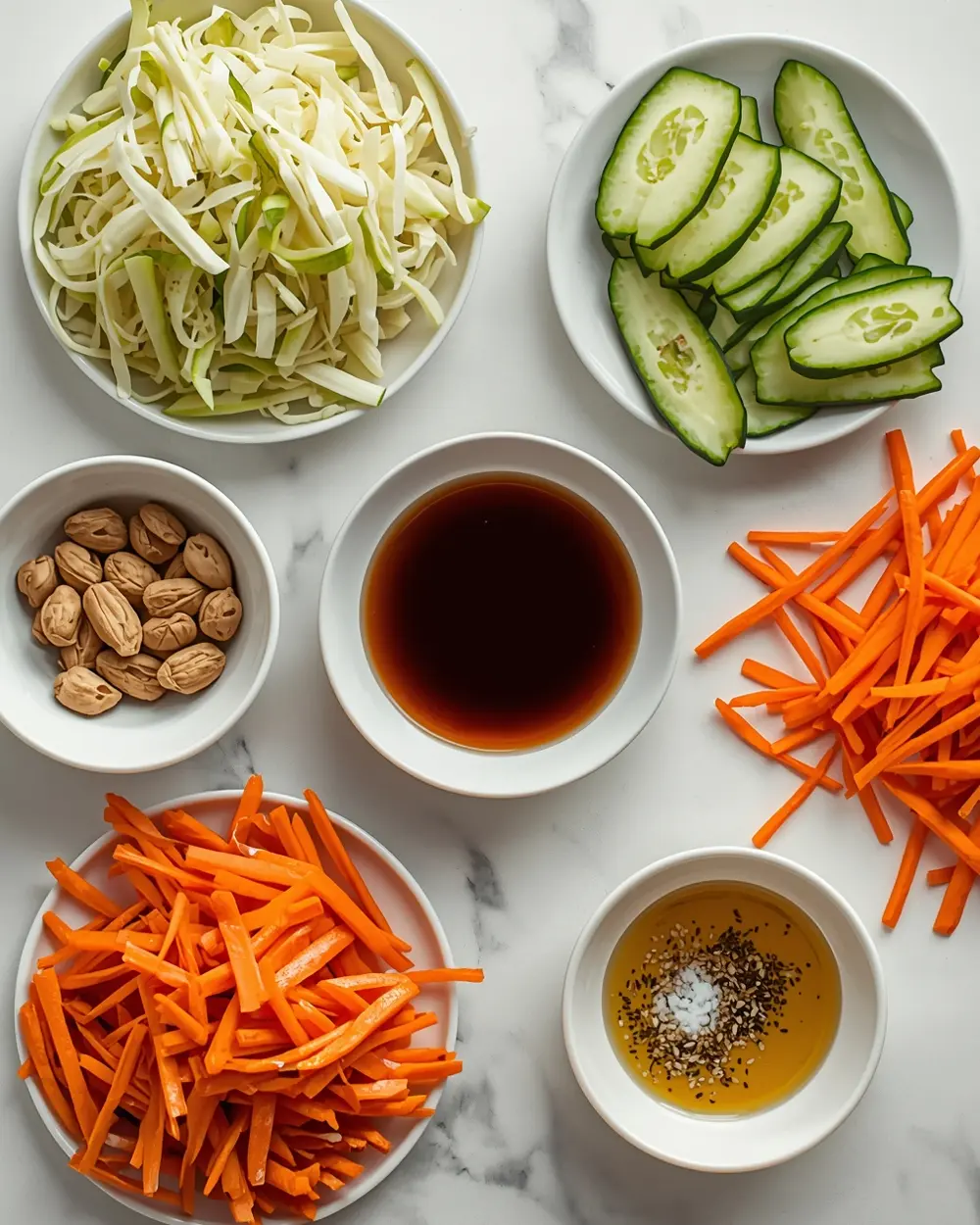 Ingredients for cabbage Asian salad