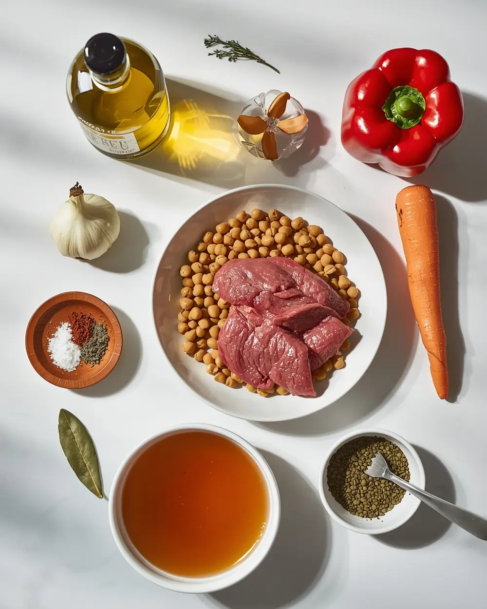 Ingredients for cabbage and bean soup