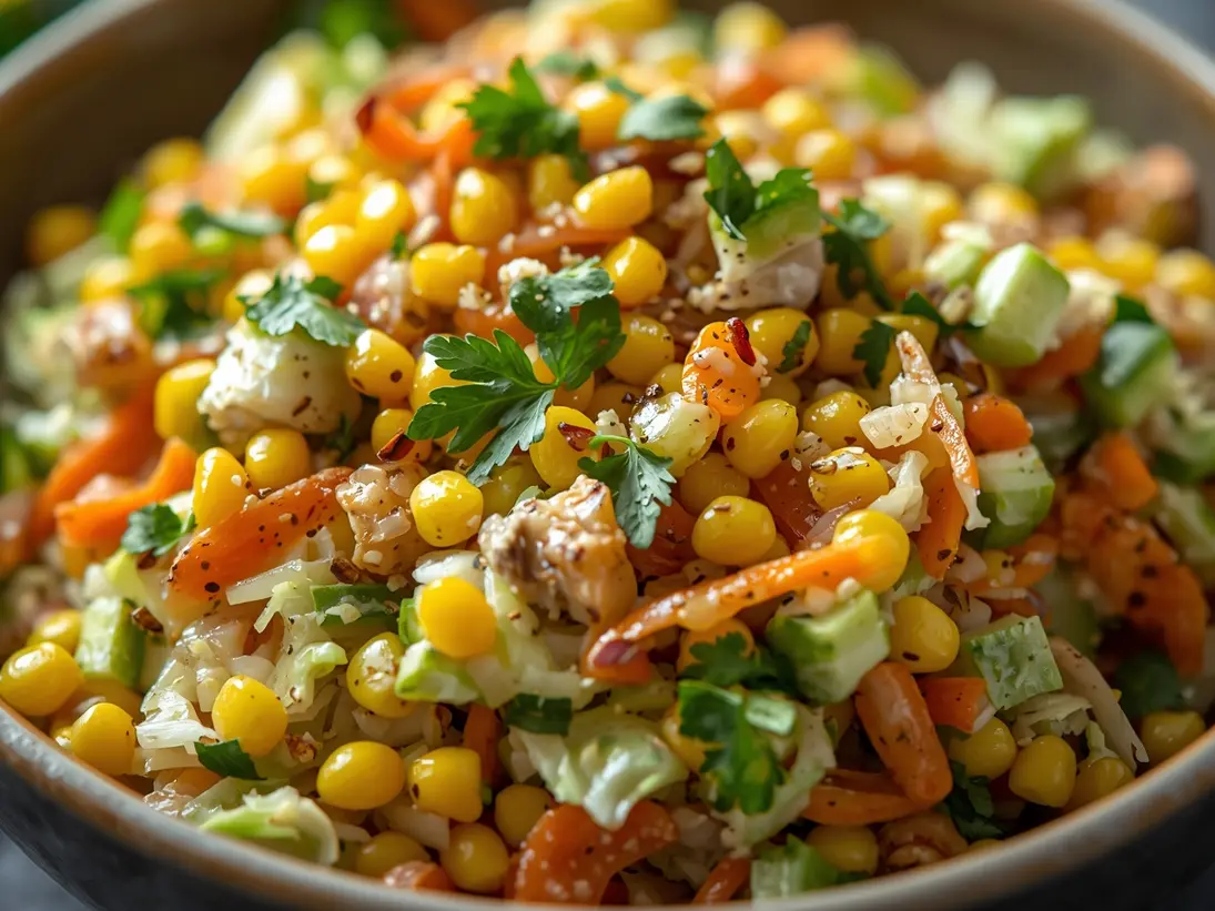 cabbage and corn salad ready to serve