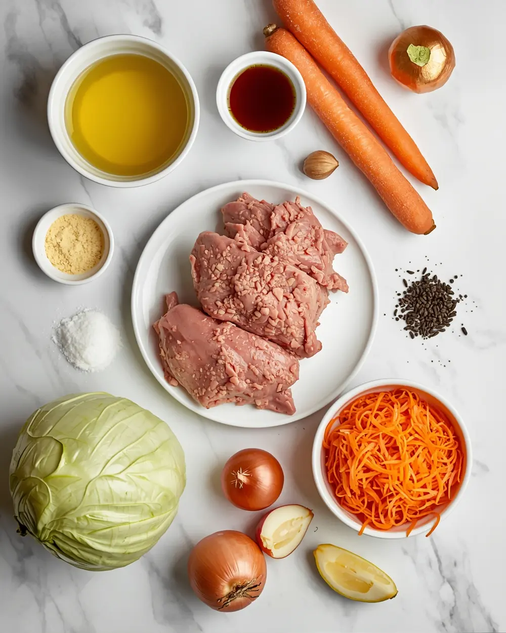 Ingredients for cabbage and ground turkey