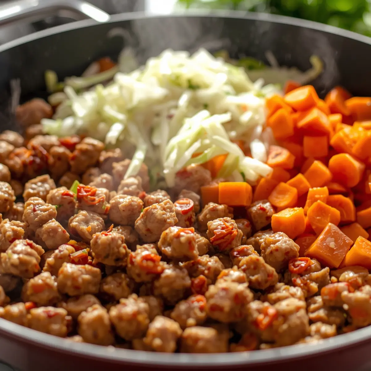 Cooking instructions for cabbage and ground turkey
