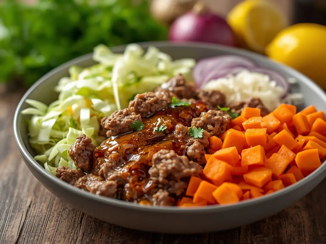 cabbage and ground turkey ready to serve