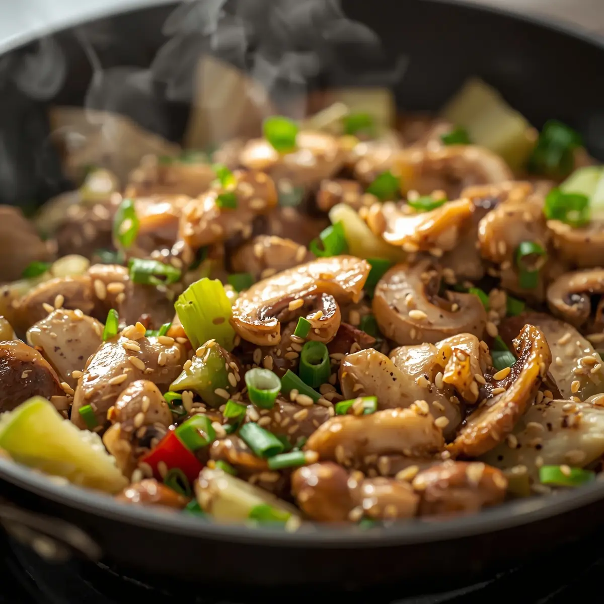 Cooking instructions for cabbage and mushroom stir fry