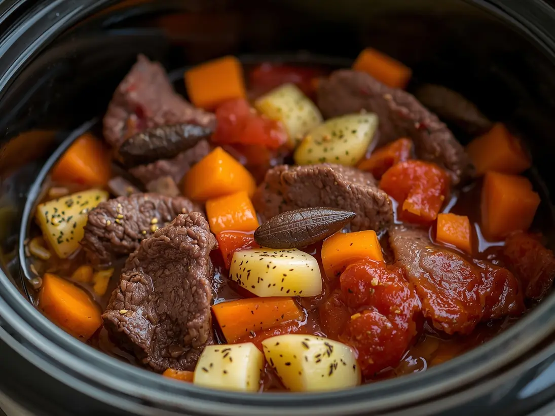 crockpot beef stew ready to serve