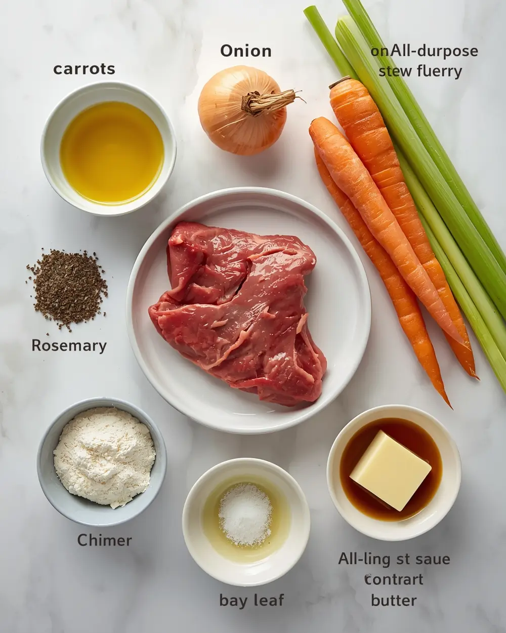 Ingredients for crockpot beef tips and gravy