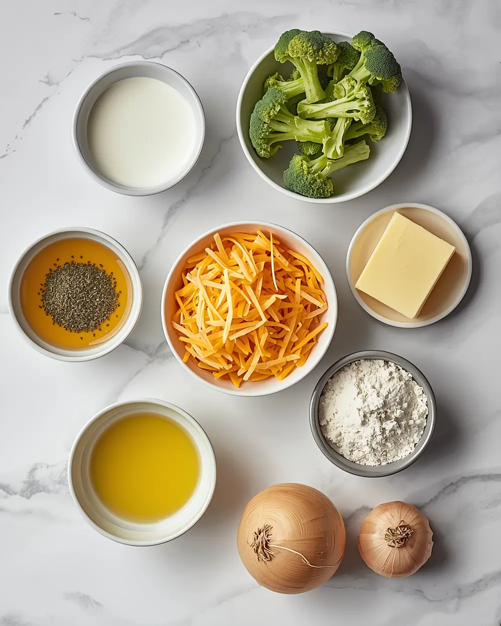 Ingredients for crockpot broccoli cheese soup