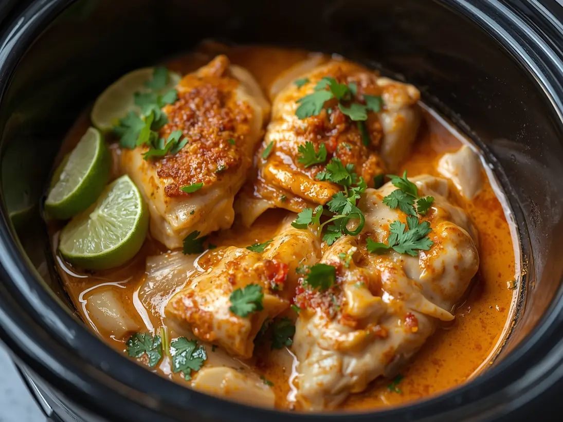 crockpot coconut chicken curry ready to serve