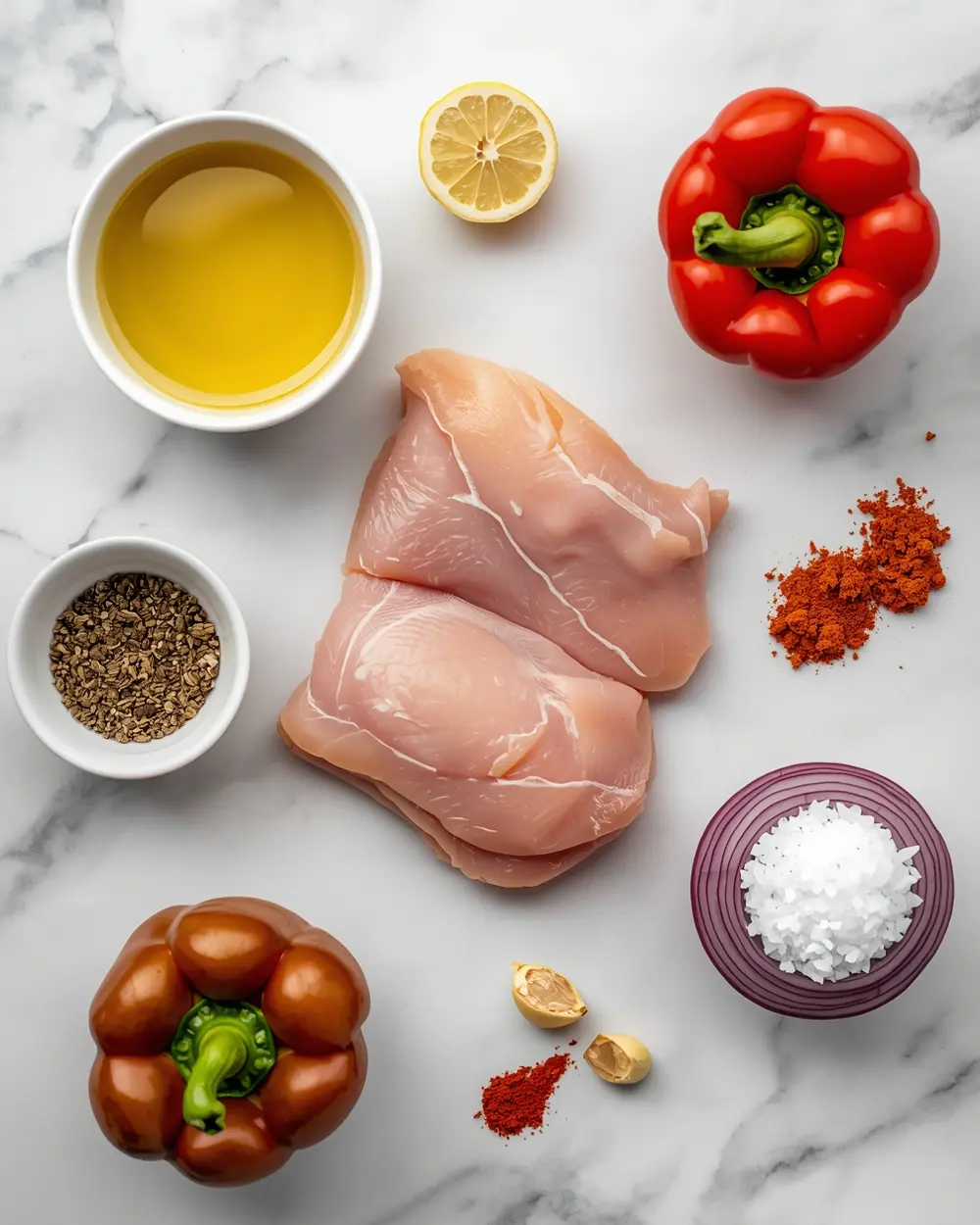 Ingredients for grilled chicken kabobs