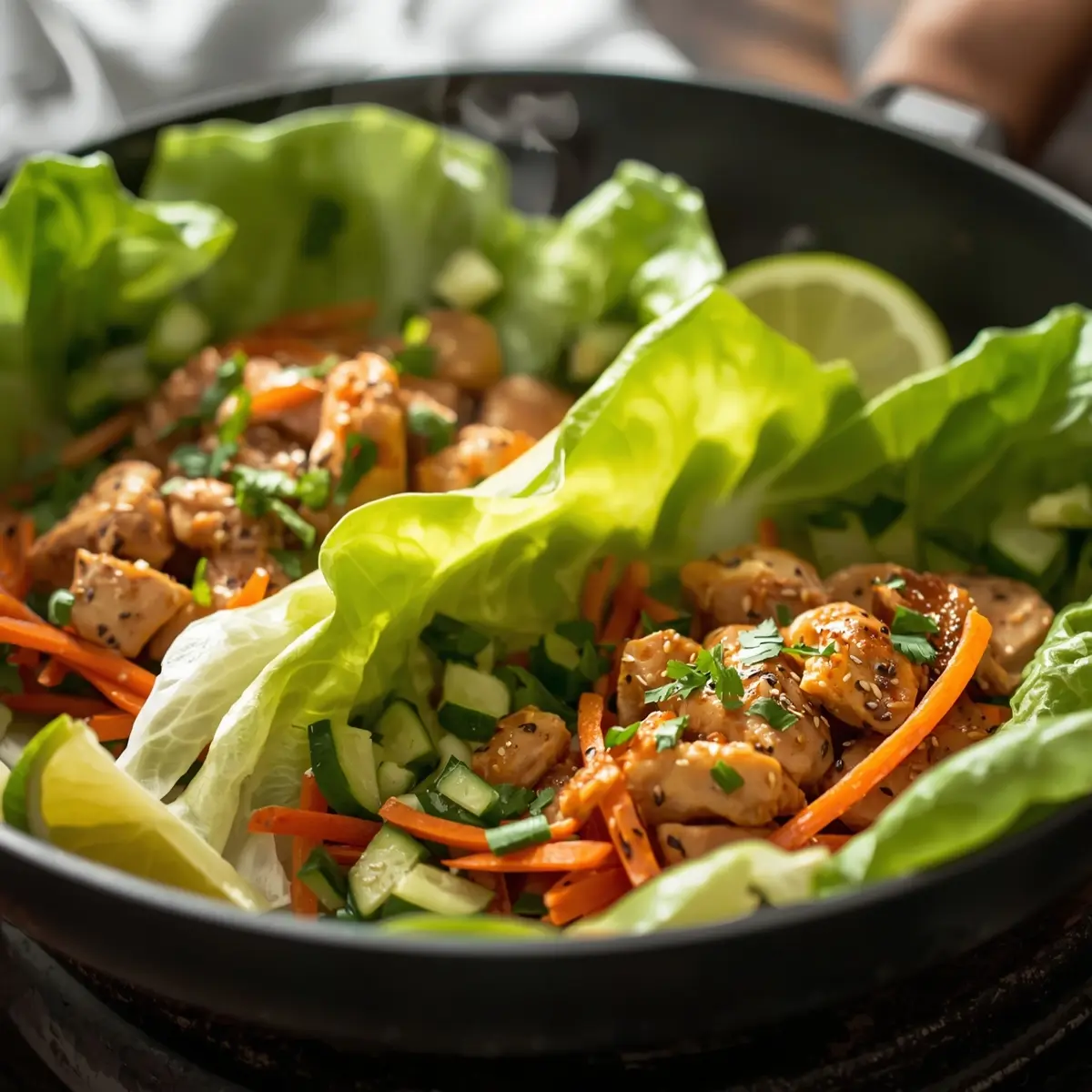 Cooking instructions for grilled chicken lettuce wraps