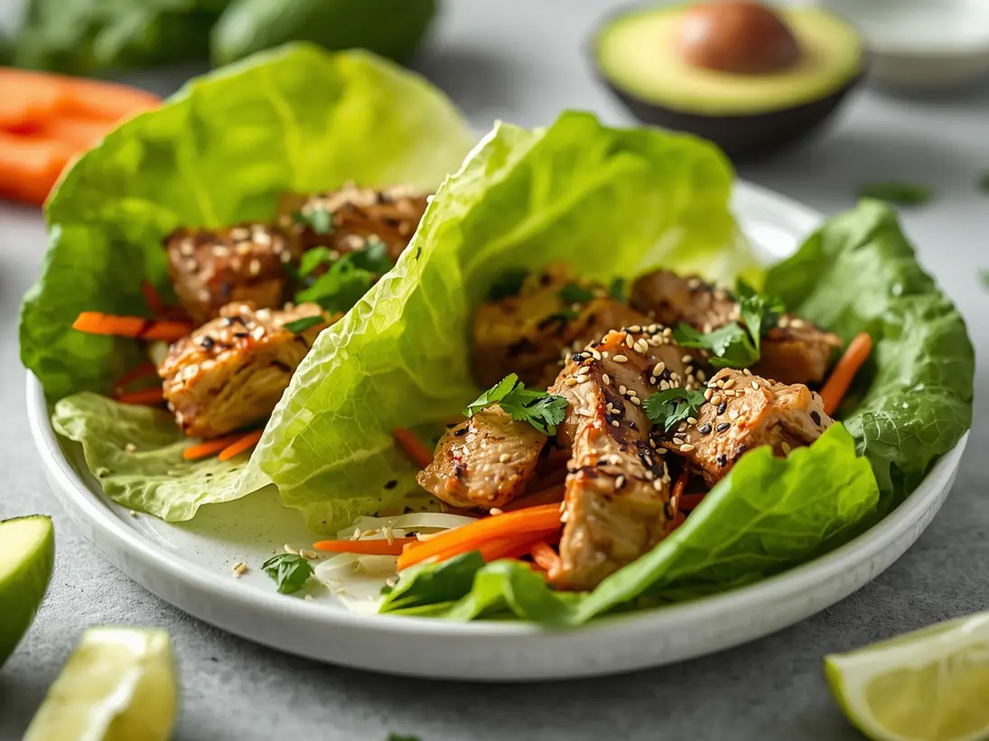 grilled chicken lettuce wraps ready to serve