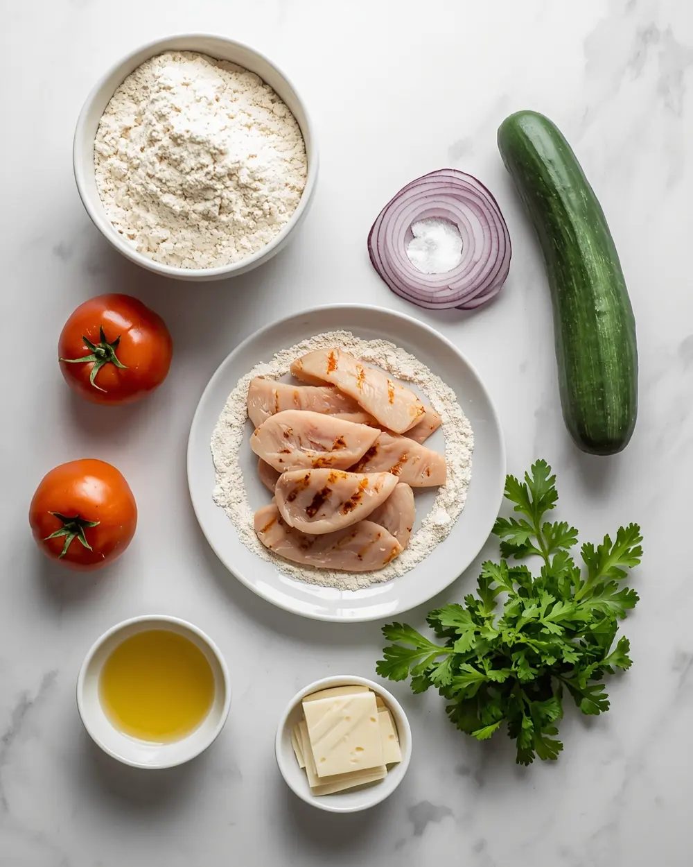 Ingredients for grilled flatbread