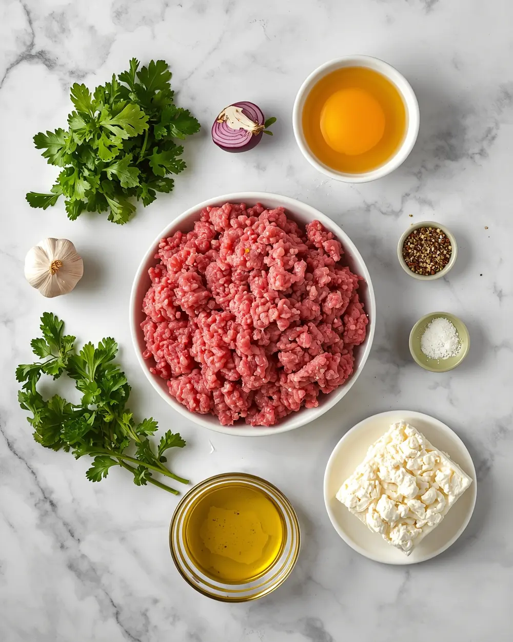Ingredients for grilled lamb burgers