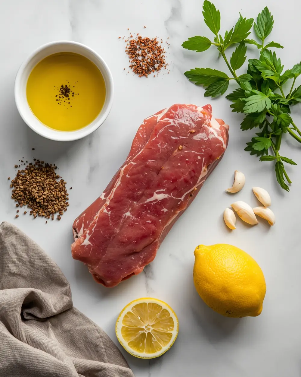 Ingredients for grilled lamb kebabs