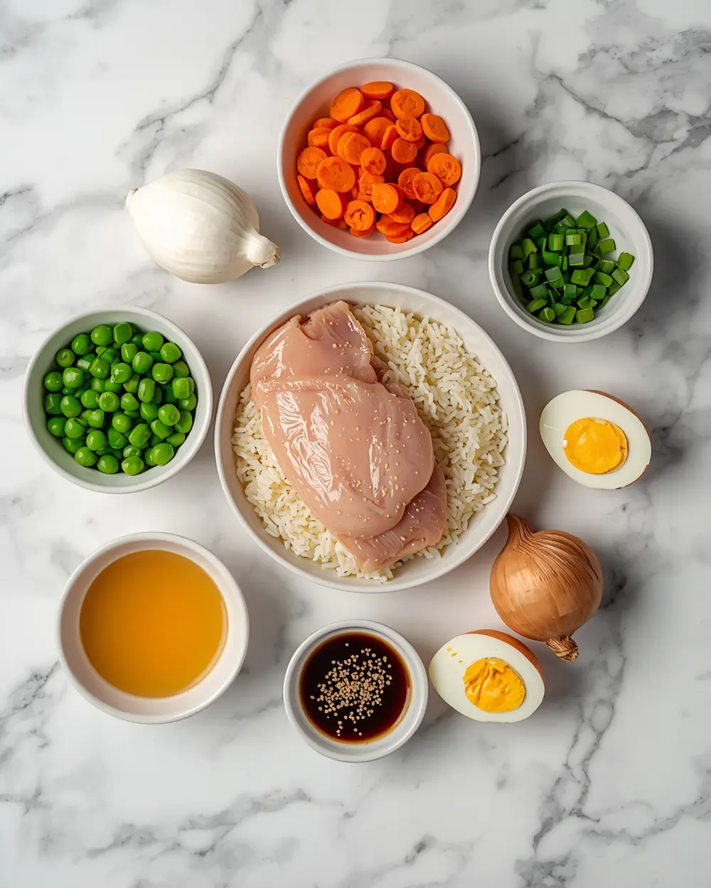 Ingredients for instant pot chicken fried rice