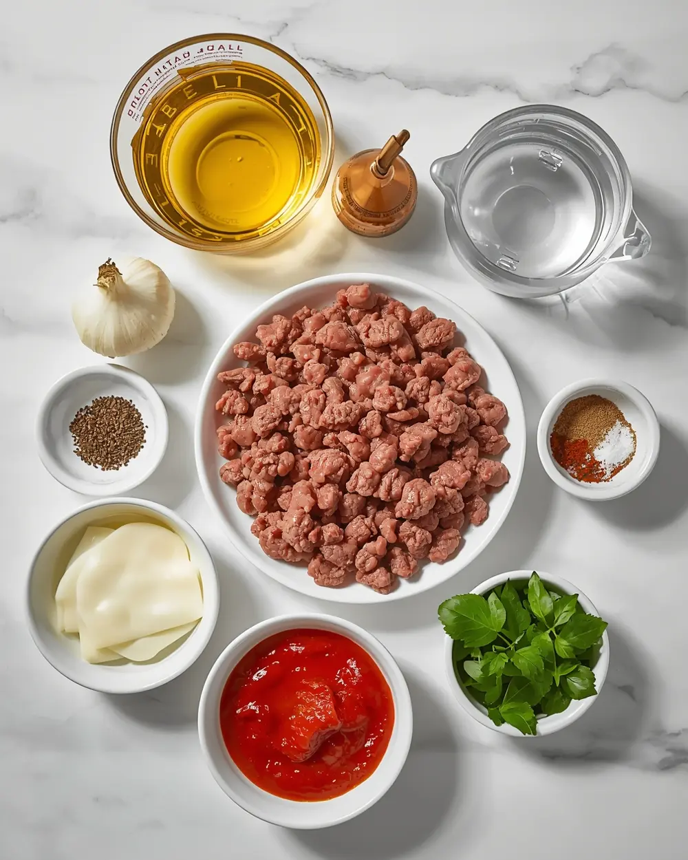 Ingredients for instant pot spaghetti