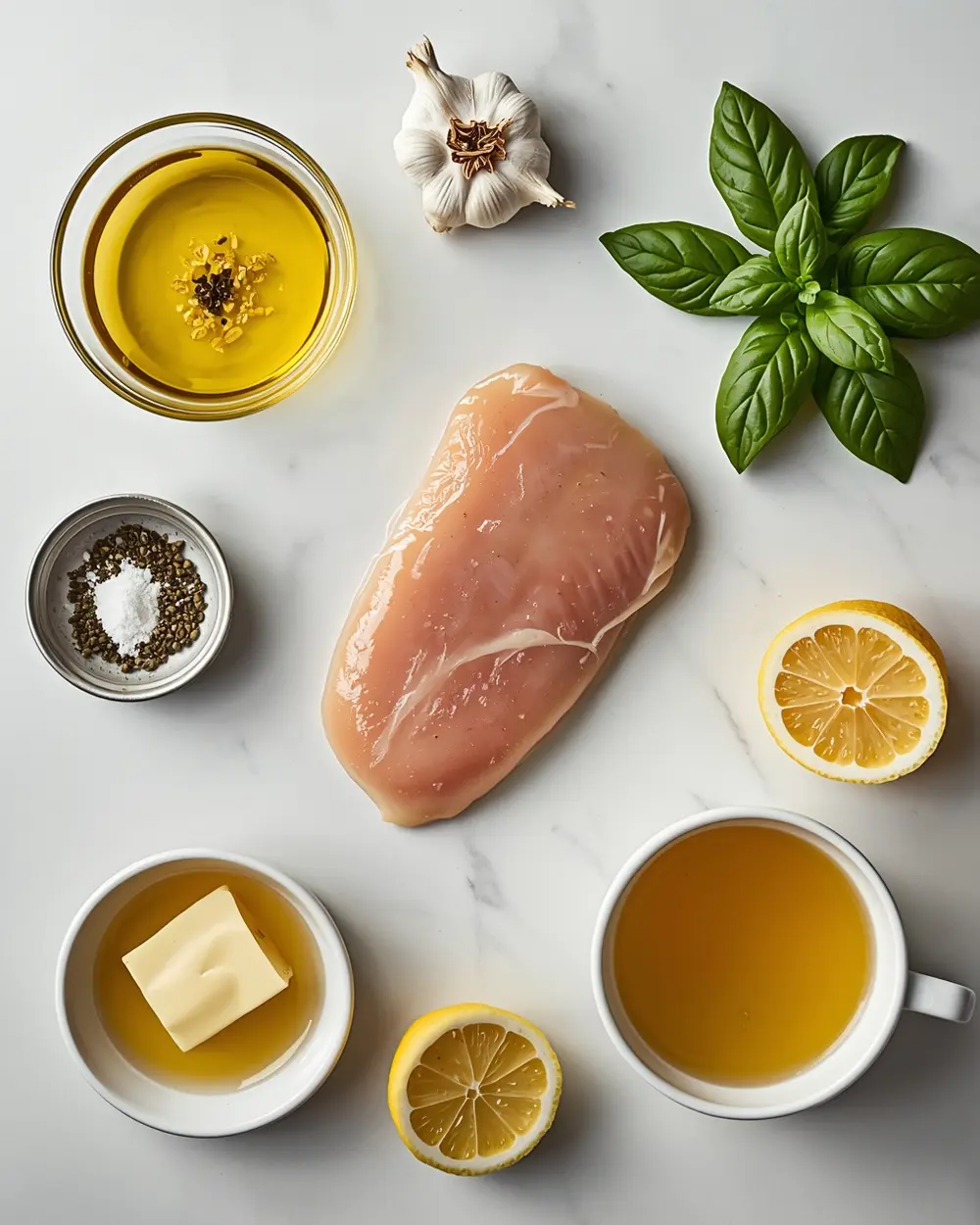 Ingredients for lemon basil chicken