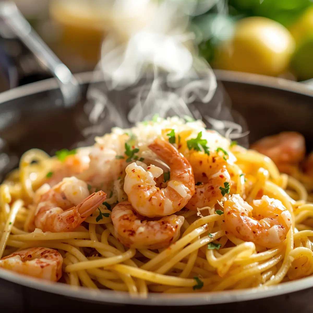 Cooking instructions for lemon butter shrimp pasta