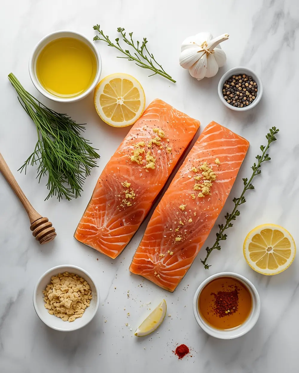 Ingredients for lemon dill salmon