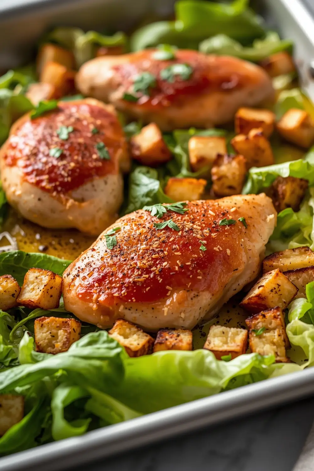 sheet pan chicken Caesar