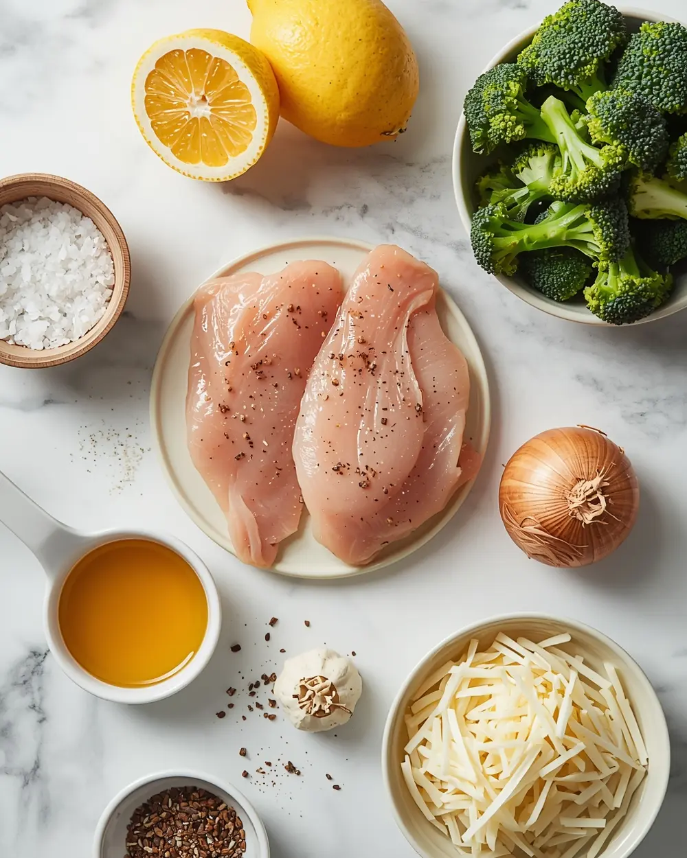 Ingredients for sheet pan chicken and broccoli