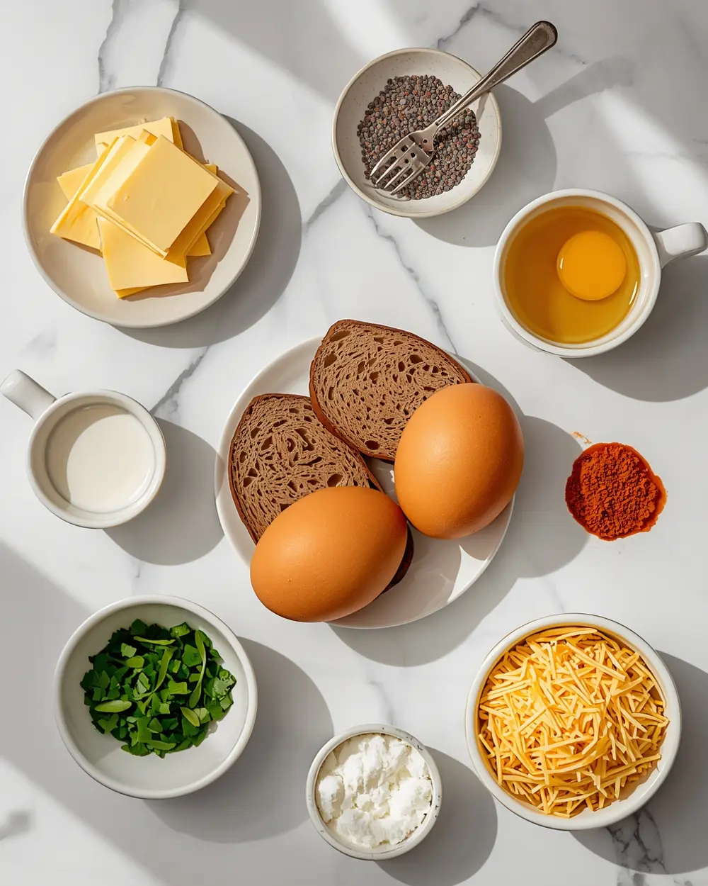 Ingredients for sheet pan egg in a hole