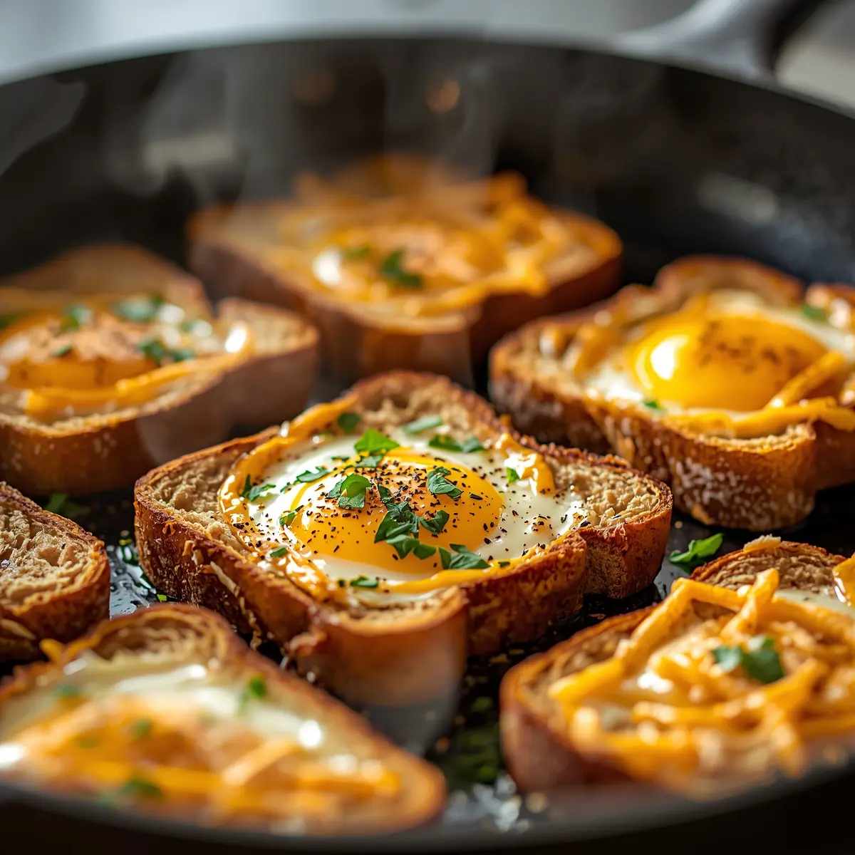Cooking instructions for sheet pan egg in a hole