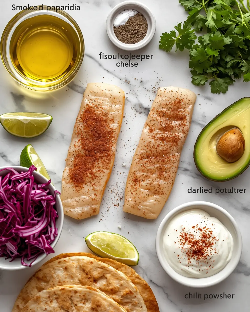 Ingredients for sheet pan fish tacos