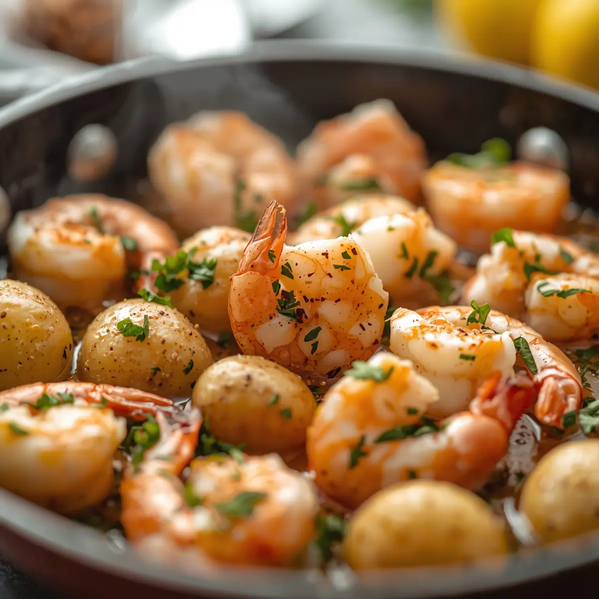 Cooking instructions for sheet pan garlic butter shrimp