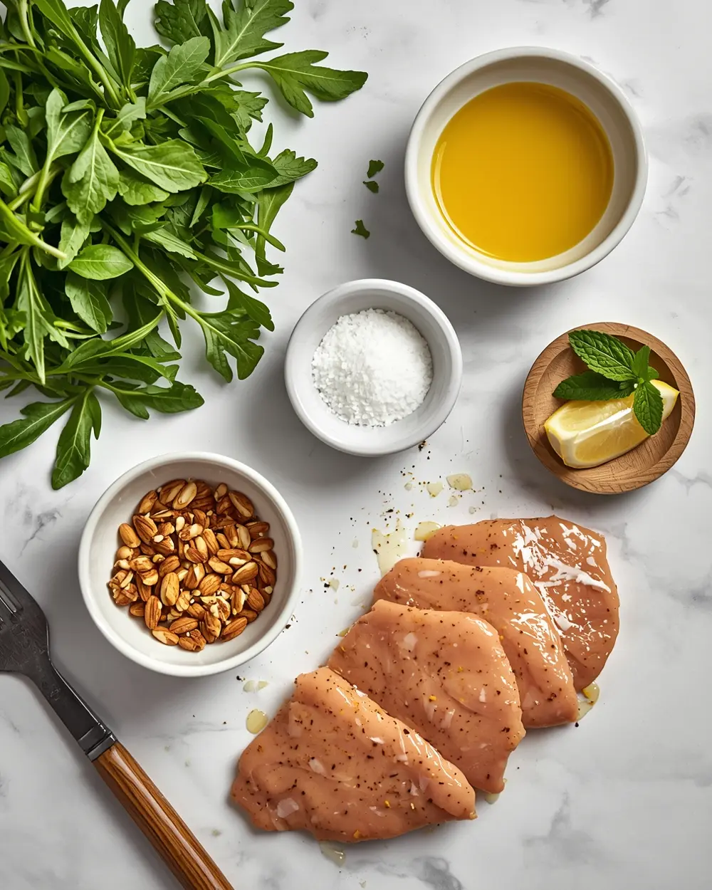 Ingredients for spring arugula salad