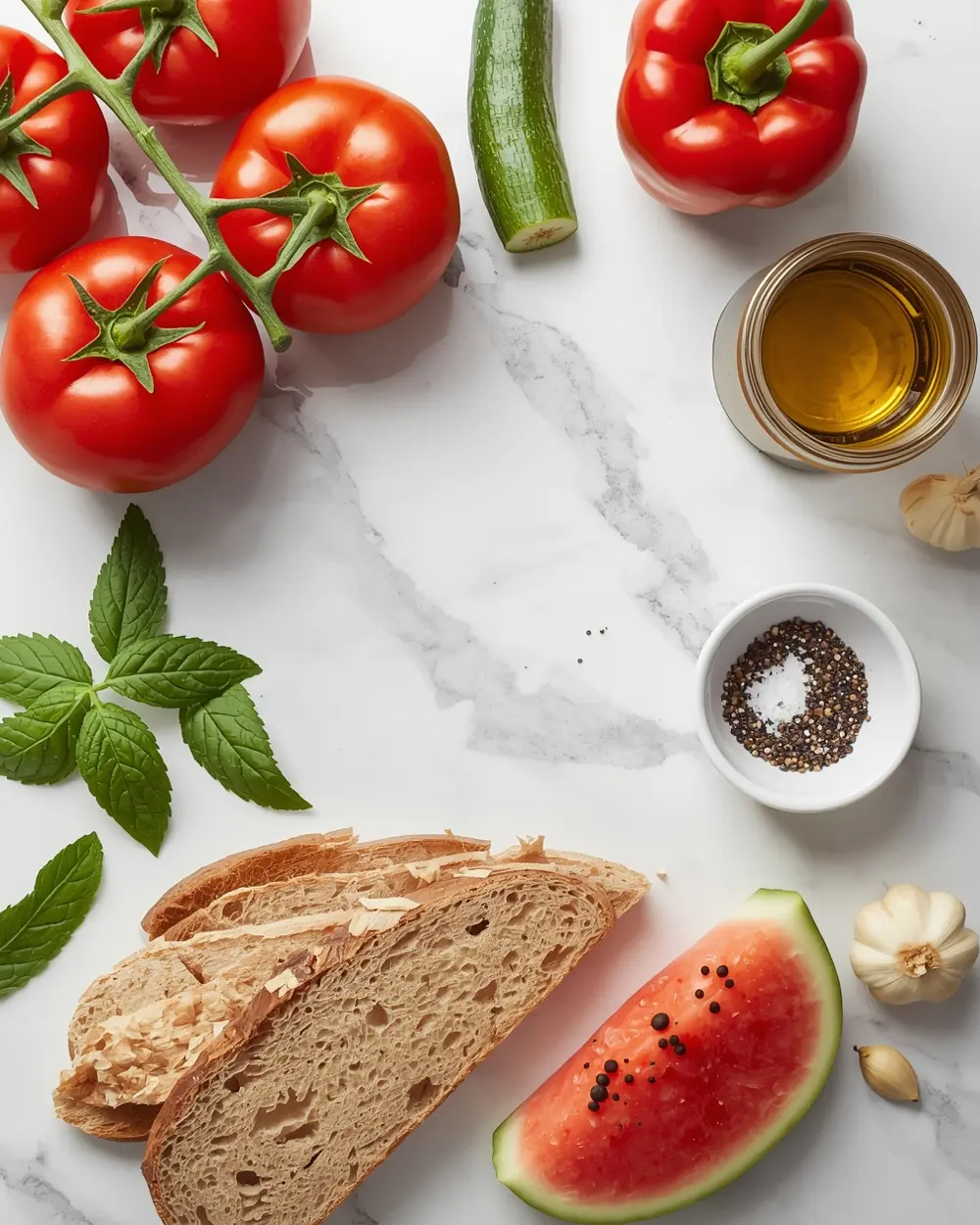 Ingredients for spring gazpacho