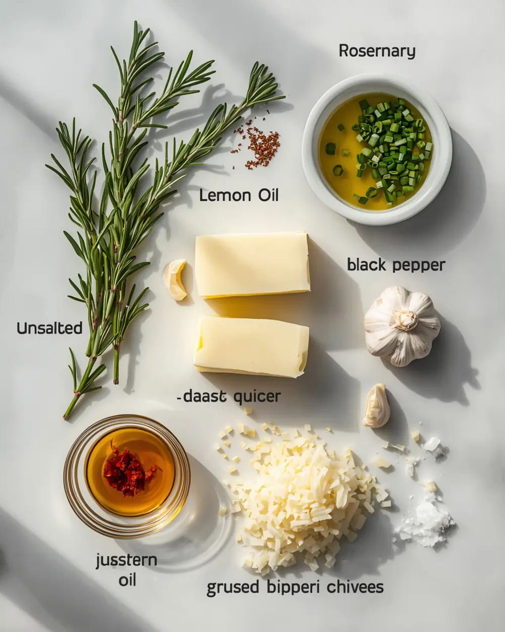 Ingredients for spring herb butter