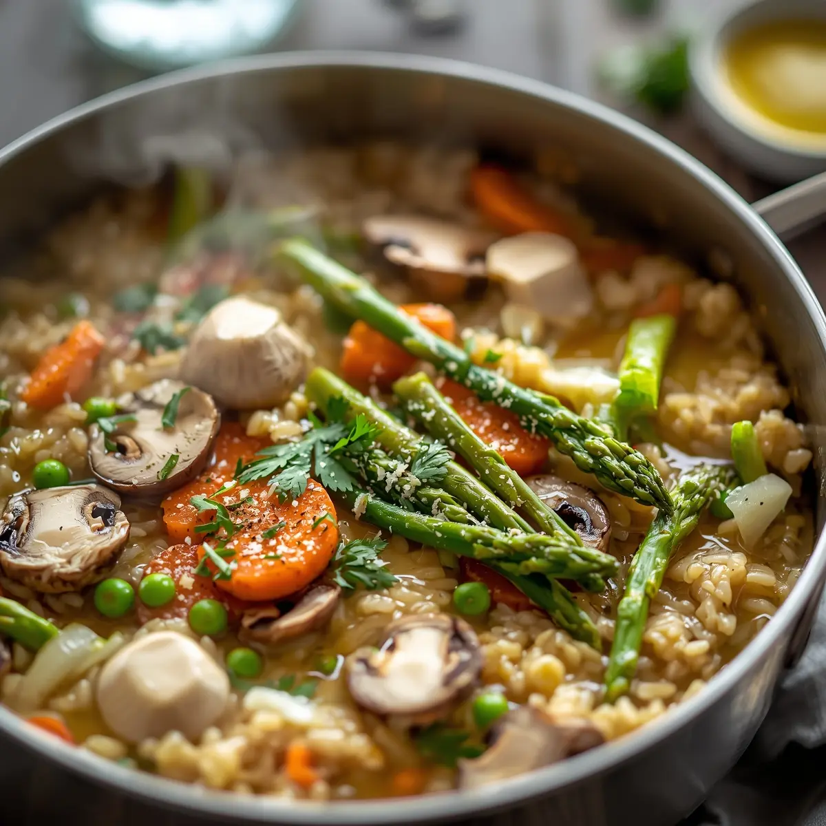 Cooking instructions for spring mushroom risotto