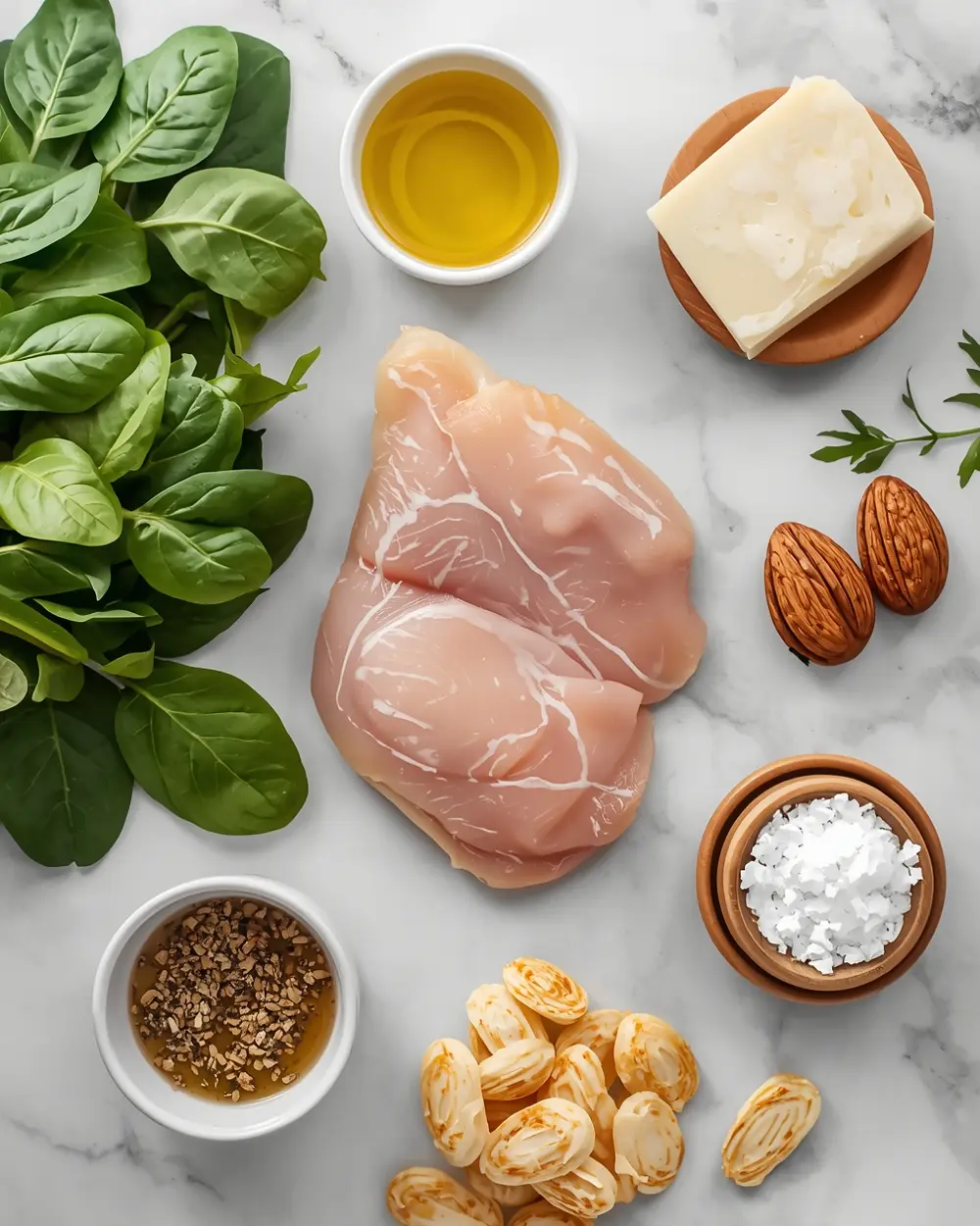 Ingredients for spring stuffed chicken