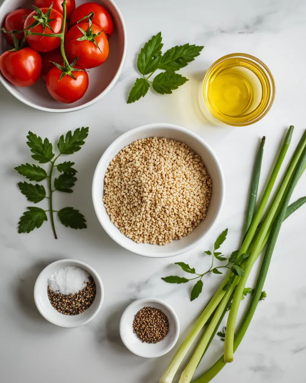 Ingredients for spring tabbouleh