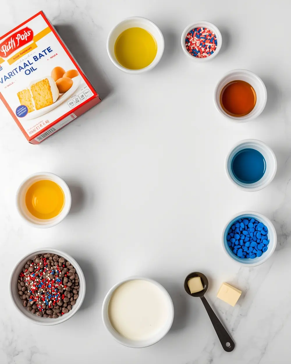Ingredients for 4th july cake pops