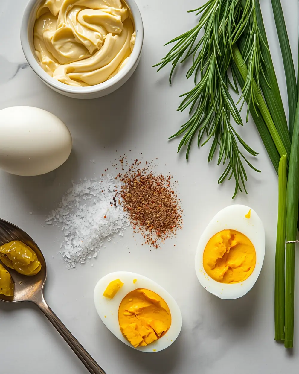 Ingredients for 4th of July deviled eggs