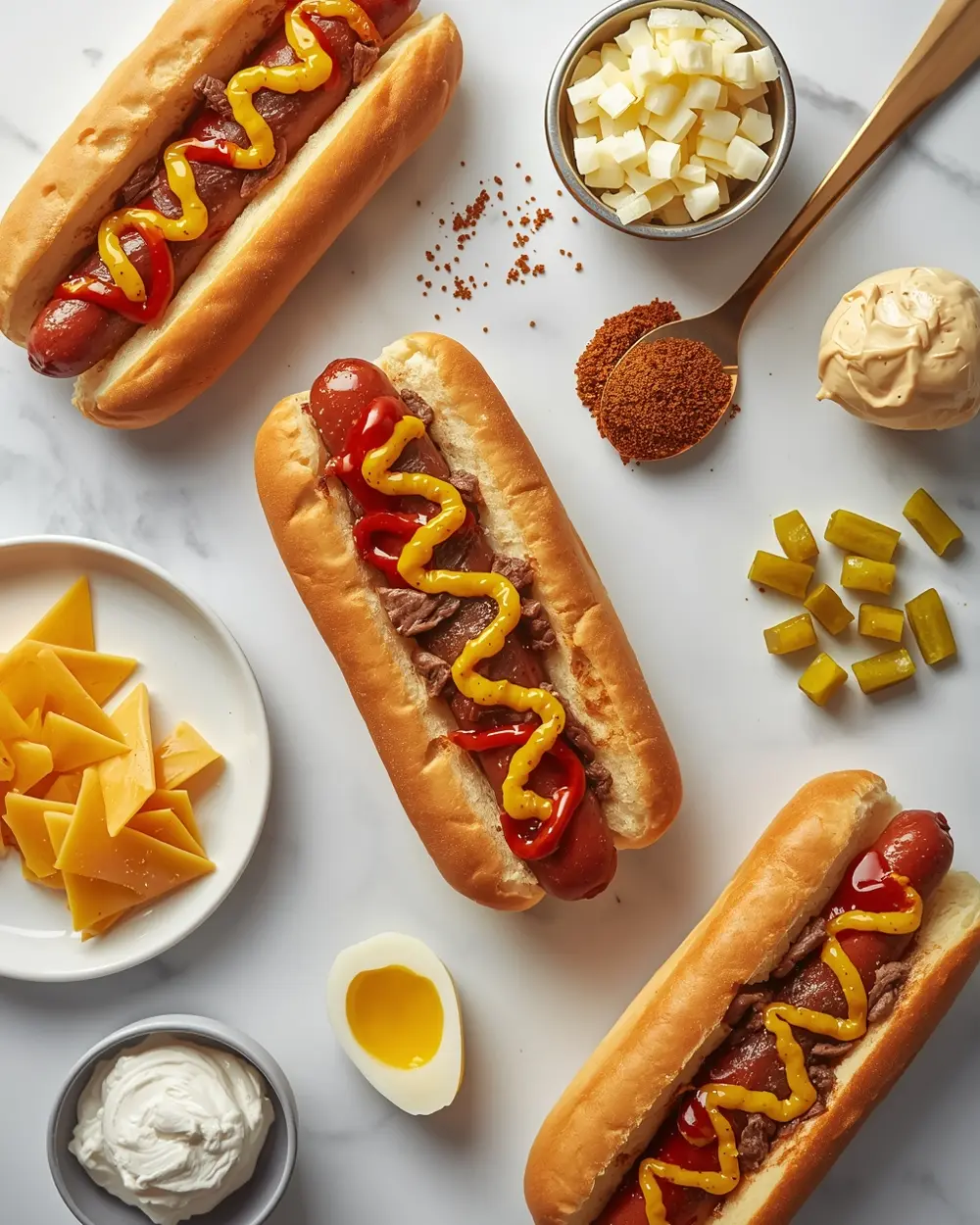 Ingredients for 4th of July hot dogs grilled