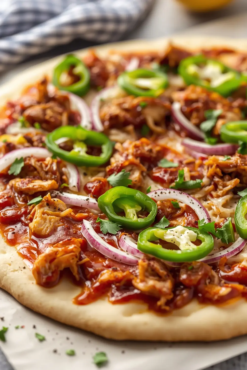 BBQ chicken pizza grilled